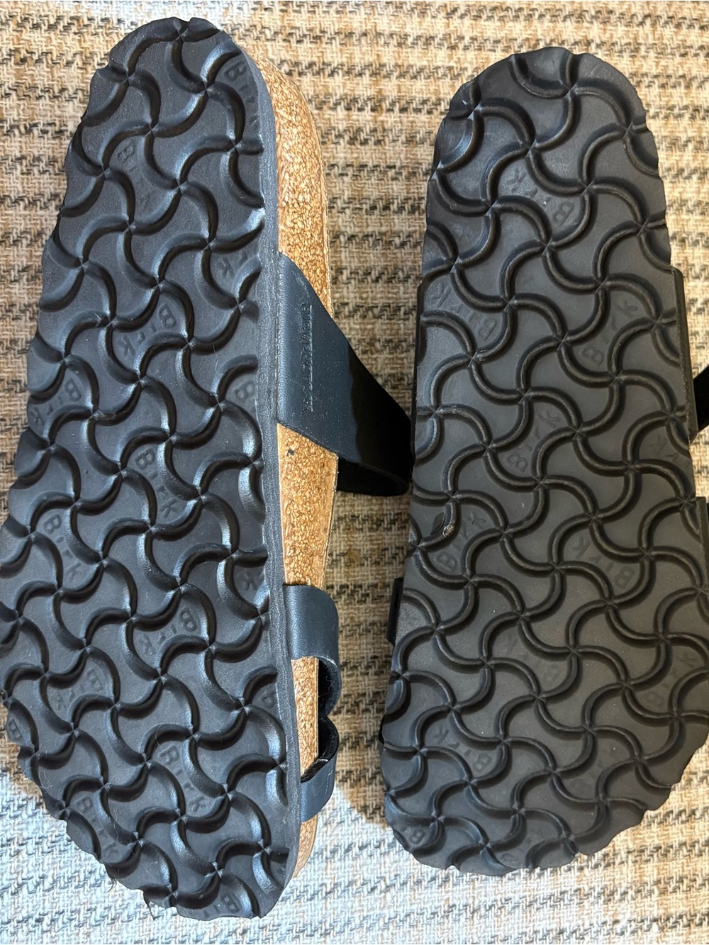 Birkenstock Black Cork Footbed Strappy Slide Sandals - Picture 2 of 4